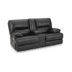 Causeuse inclinable électrique en cuir noir pour 2 personnes