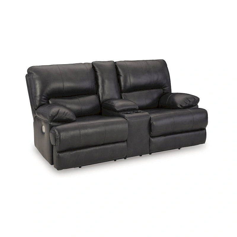 Causeuse inclinable électrique en cuir noir pour 2 personnes