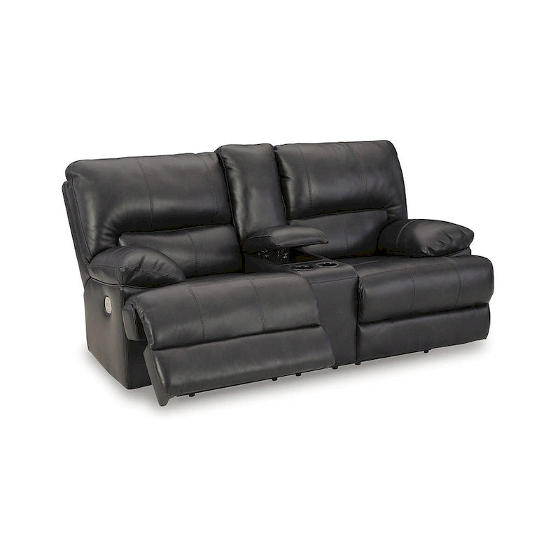 Causeuse inclinable électrique en cuir noir pour 2 personnes