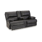 Causeuse inclinable électrique en cuir noir pour 2 personnes