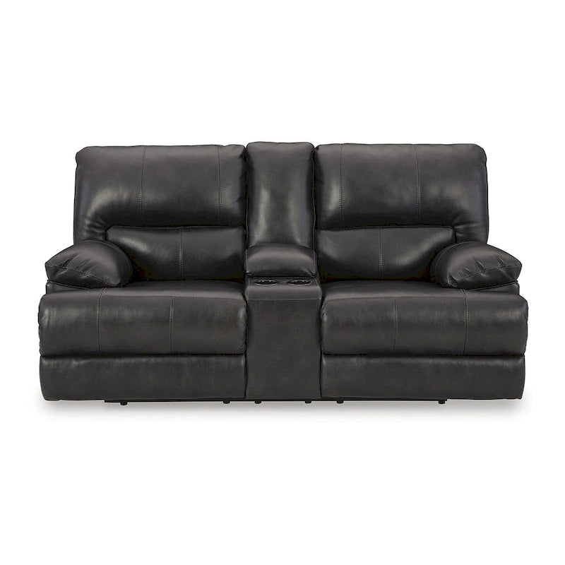 Causeuse inclinable électrique en cuir noir pour 2 personnes