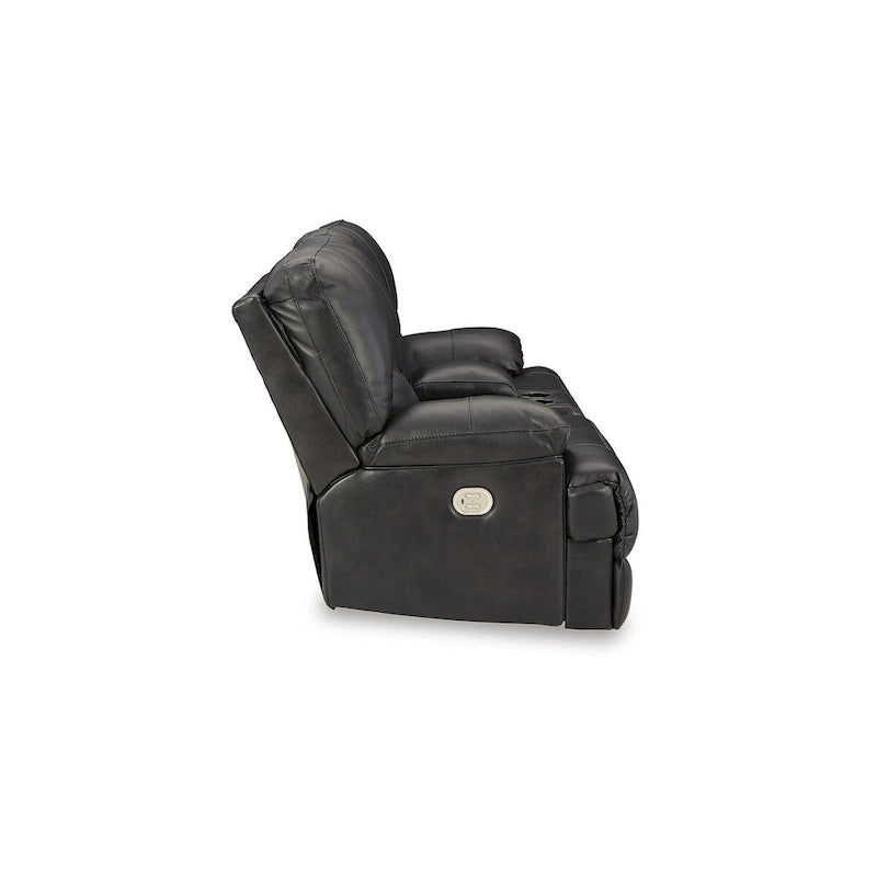 Causeuse inclinable électrique en cuir noir pour 2 personnes