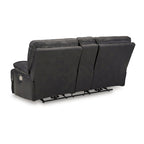 Causeuse inclinable électrique en cuir noir pour 2 personnes