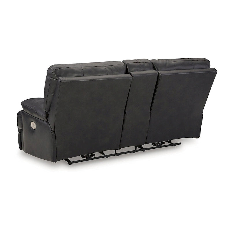 Causeuse inclinable électrique en cuir noir pour 2 personnes