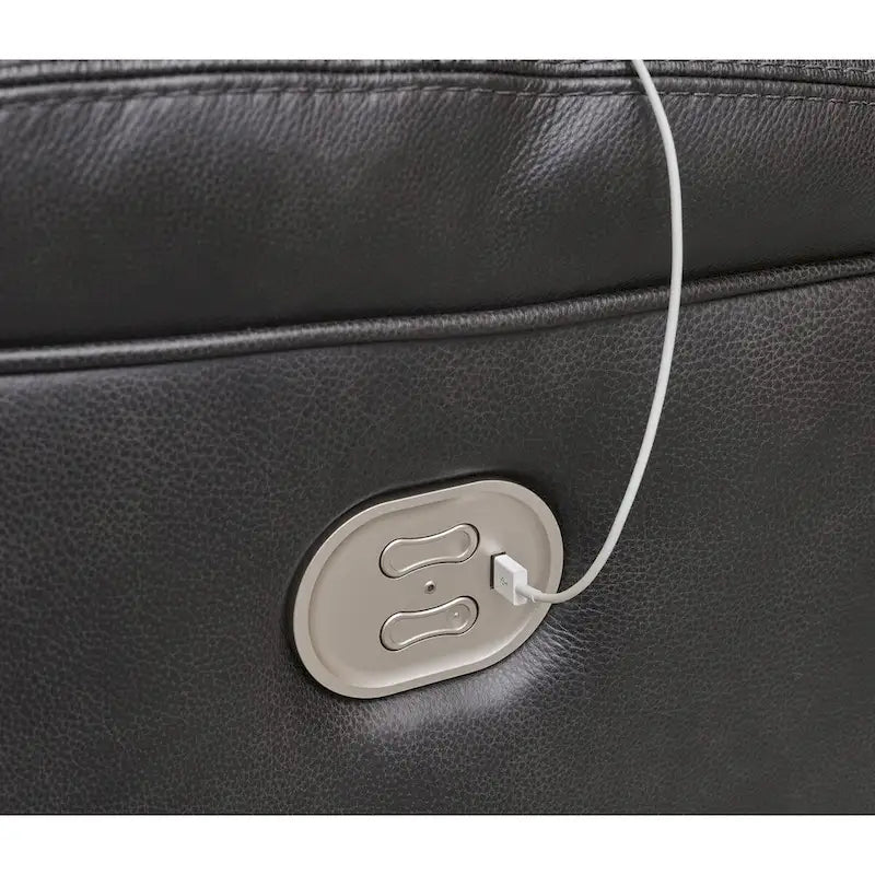 Causeuse inclinable électrique en cuir noir pour 2 personnes