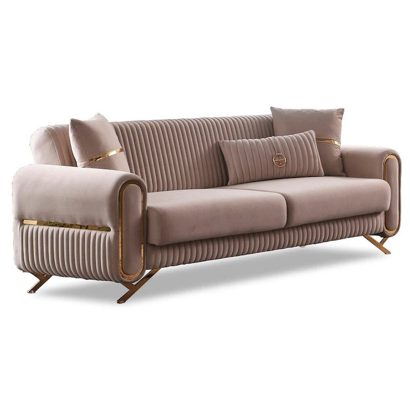 Canapé-lit 2-3 places en tissu beige/gris clair