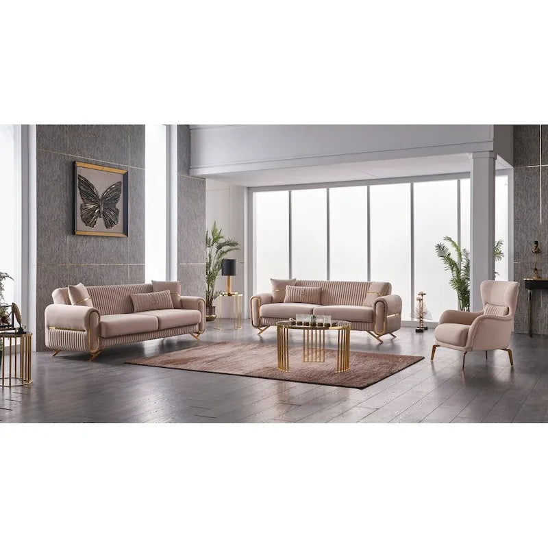Canapé-lit 2-3 places en tissu beige/gris clair