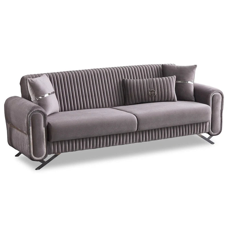 Canapé-lit 2-3 places en tissu beige/gris clair