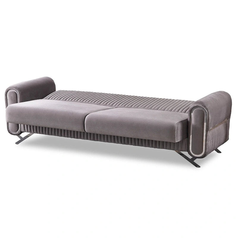 Canapé-lit 2-3 places en tissu beige/gris clair