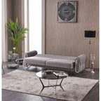 Canapé-lit 2-3 places en tissu beige/gris clair