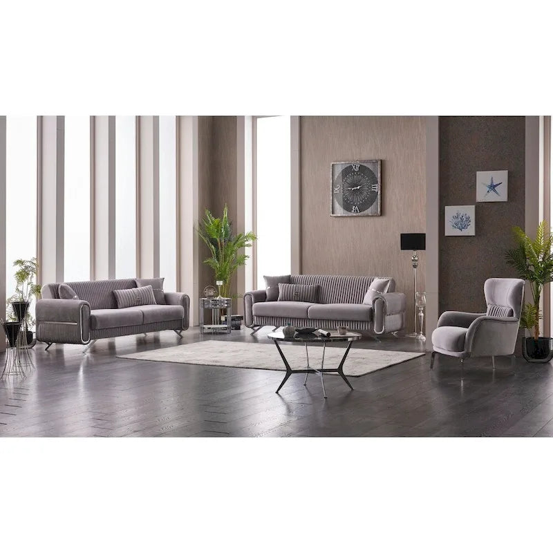 Canapé-lit 2-3 places en tissu beige/gris clair