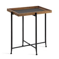 Table d'appoint – Marron rustique/Noir, Plateau en ardoise et Piétement en fer, Monoplace