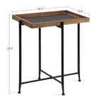 Table d'appoint – Marron rustique/Noir, Plateau en ardoise et Piétement en fer, Monoplace