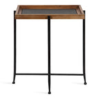 Table d'appoint – Marron rustique/Noir, Plateau en ardoise et Piétement en fer, Monoplace