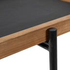 Table d'appoint – Marron rustique/Noir, Plateau en ardoise et Piétement en fer, Monoplace