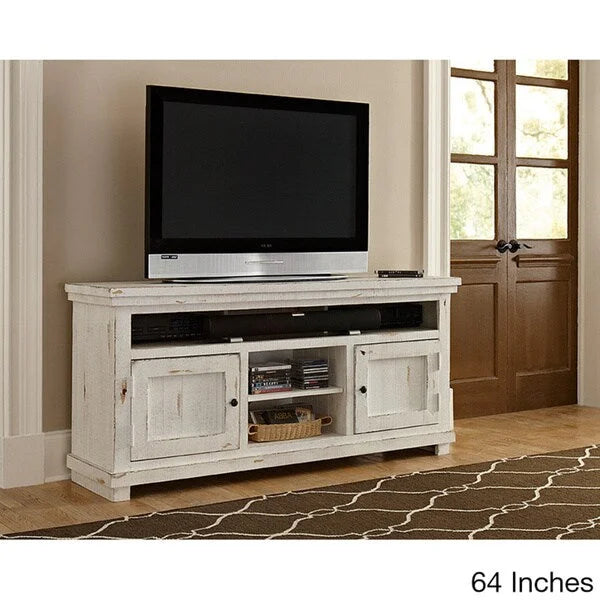 Meuble TV et meuble de rangement – Blanc, pin vieilli, 1 à 2 utilisateurs