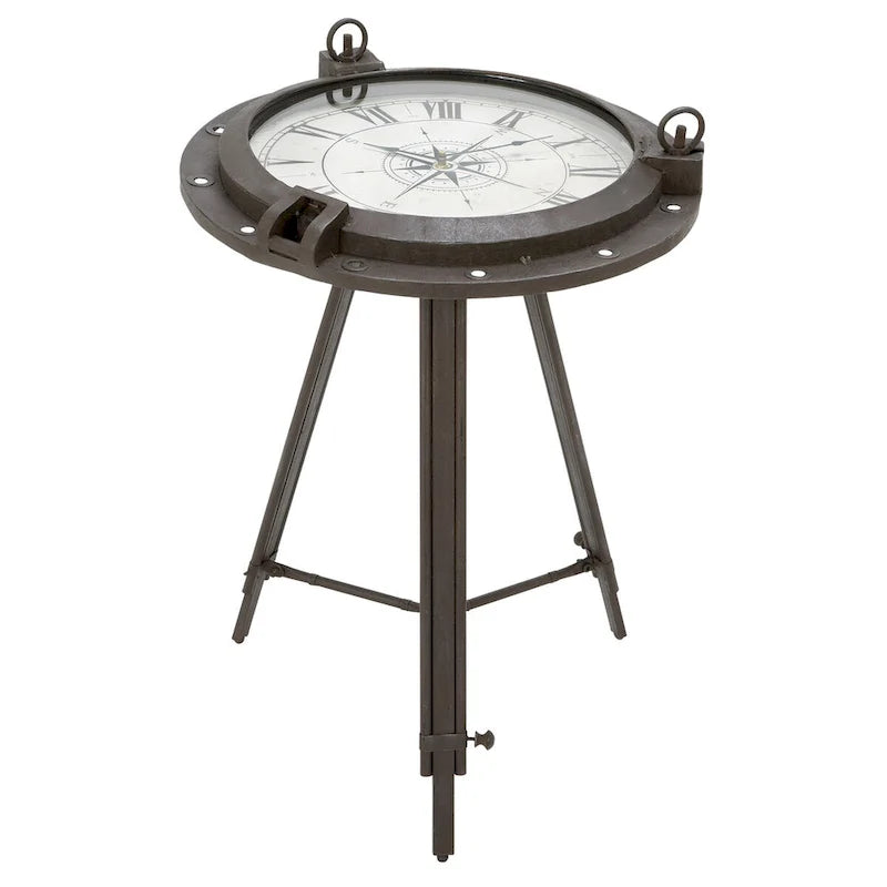 Ronde industriële metalen salontafel met klok