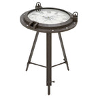 Ronde industriële metalen salontafel met klok
