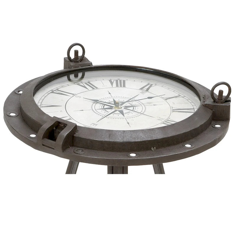 Ronde industriële metalen salontafel met klok