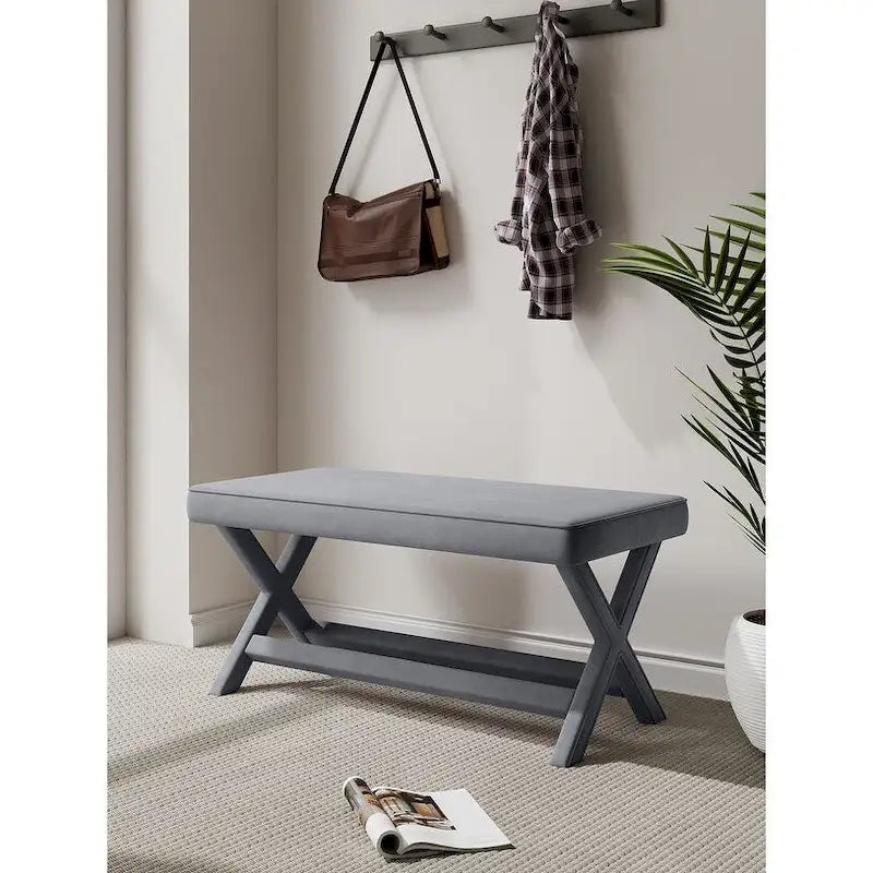 Banc ottoman en velours multicolore moderne du milieu du siècle pour 1 personne