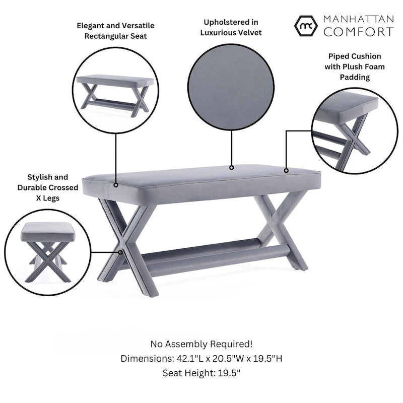 Banc ottoman en velours multicolore moderne du milieu du siècle pour 1 personne
