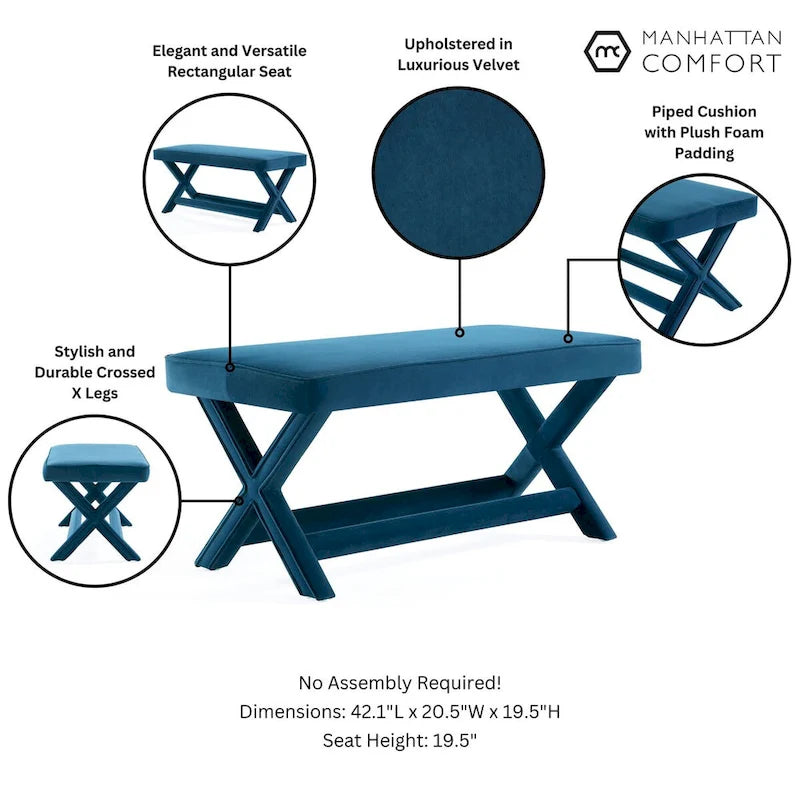 Banc ottoman en velours multicolore moderne du milieu du siècle pour 1 personne