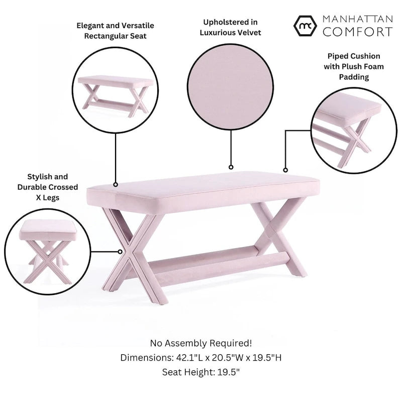 Banc ottoman en velours multicolore moderne du milieu du siècle pour 1 personne