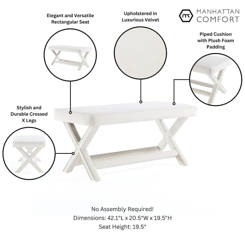 Banc ottoman en velours multicolore moderne du milieu du siècle pour 1 personne