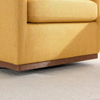 Fauteuil pivotant d'appoint Mid-Century Modern – Beige / Jaune moutarde / Gris clair / Bleu, base en lin et bois d'hévéa, une place