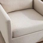 Fauteuil pivotant d'appoint Mid-Century Modern – Beige / Jaune moutarde / Gris clair / Bleu, base en lin et bois d'hévéa, une place