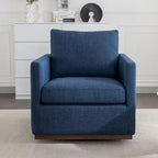 Fauteuil pivotant d'appoint Mid-Century Modern – Beige / Jaune moutarde / Gris clair / Bleu, base en lin et bois d'hévéa, une place
