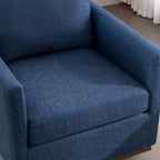 Fauteuil pivotant d'appoint Mid-Century Modern – Beige / Jaune moutarde / Gris clair / Bleu, base en lin et bois d'hévéa, une place