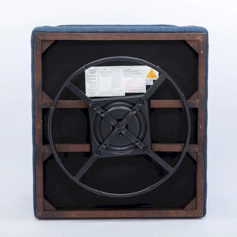 Fauteuil pivotant d'appoint Mid-Century Modern – Beige / Jaune moutarde / Gris clair / Bleu, base en lin et bois d'hévéa, une place