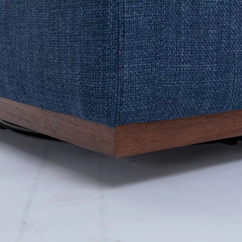 Fauteuil pivotant d'appoint Mid-Century Modern – Beige / Jaune moutarde / Gris clair / Bleu, base en lin et bois d'hévéa, une place