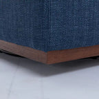 Fauteuil pivotant d'appoint Mid-Century Modern – Beige / Jaune moutarde / Gris clair / Bleu, base en lin et bois d'hévéa, une place
