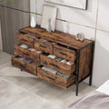 Commode en bois à 7 tiroirs – Marron / Gris, MDF et cadre en acier, 1 à 2 utilisateurs