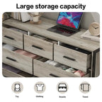 Commode en bois à 7 tiroirs – Marron / Gris, MDF et cadre en acier, 1 à 2 utilisateurs