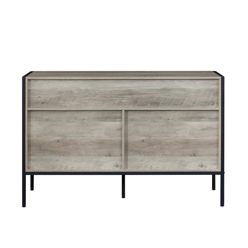 Commode en bois à 7 tiroirs – Marron / Gris, MDF et cadre en acier, 1 à 2 utilisateurs