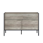 Commode en bois à 7 tiroirs – Marron / Gris, MDF et cadre en acier, 1 à 2 utilisateurs
