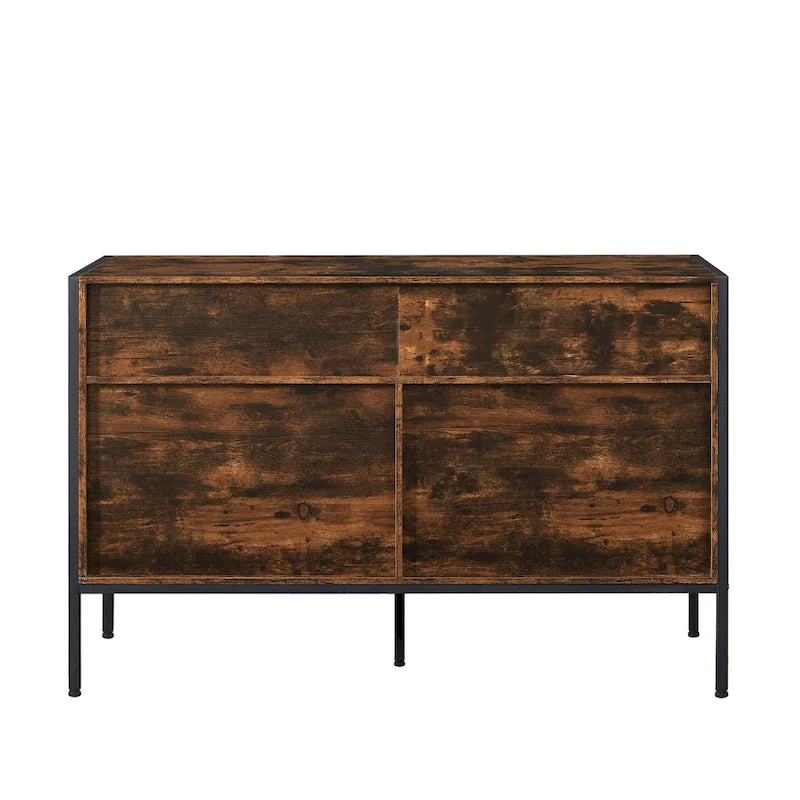 Commode en bois à 7 tiroirs – Marron / Gris, MDF et cadre en acier, 1 à 2 utilisateurs