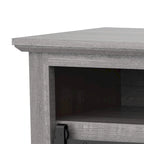 Meuble TV gris style ferme avec portes coulissantes pour téléviseurs jusqu'à 78 po