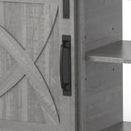 Meuble TV gris style ferme avec portes coulissantes pour téléviseurs jusqu'à 78 po