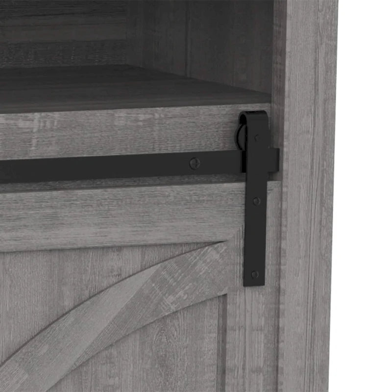 Meuble TV gris style ferme avec portes coulissantes pour téléviseurs jusqu'à 78 po