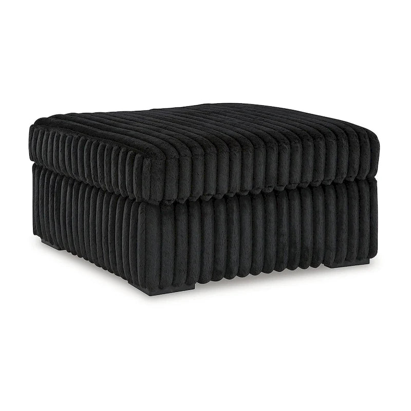 Ottoman d'appoint surdimensionné en velours côtelé noir Jumbo pour 1