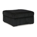 Ottoman d'appoint surdimensionné en velours côtelé noir Jumbo pour 1