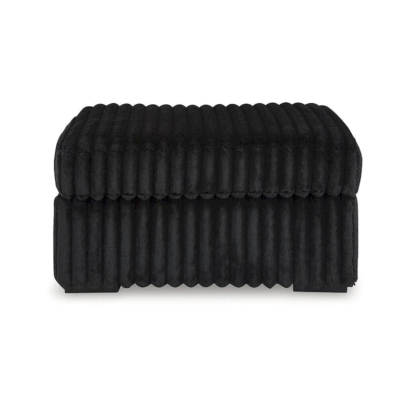 Ottoman d'appoint surdimensionné en velours côtelé noir Jumbo pour 1