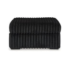 Ottoman d'appoint surdimensionné en velours côtelé noir Jumbo pour 1
