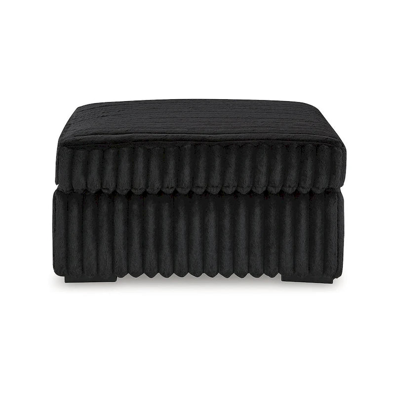 Ottoman d'appoint surdimensionné en velours côtelé noir Jumbo pour 1