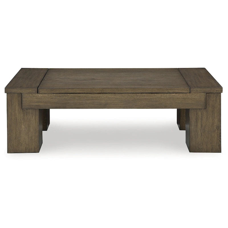 Table basse relevable – Marron chaud, Placage de chêne contemporain et Bois massif, 1-2 utilisateurs