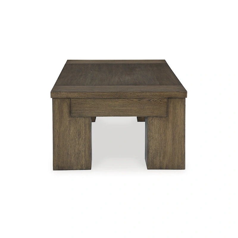 Table basse relevable – Marron chaud, Placage de chêne contemporain et Bois massif, 1-2 utilisateurs